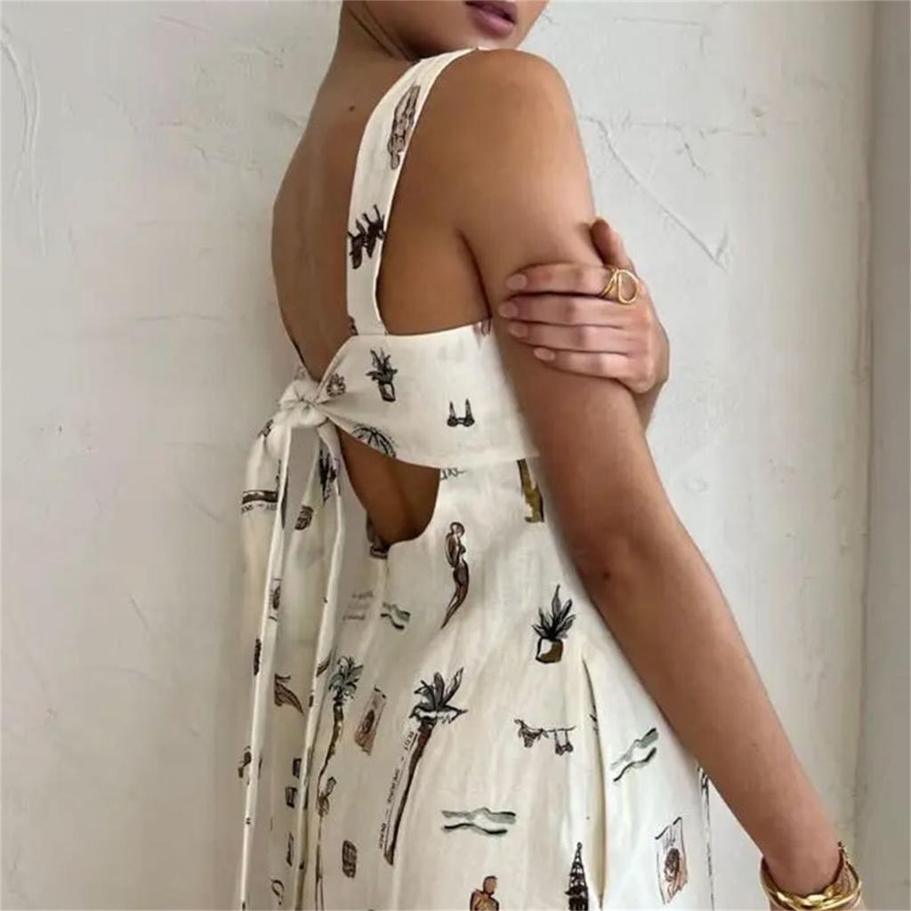 Women's Casual Printed Dresses Round Neck Basic Classic Outdoor Daily Sleeveless Loose Dresses
