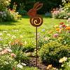 Rusty Animal Yard Stake Decoration for Lawns and Porch Edges, Metal Garden Stake with Weathered Finish and Easy Soil Placement