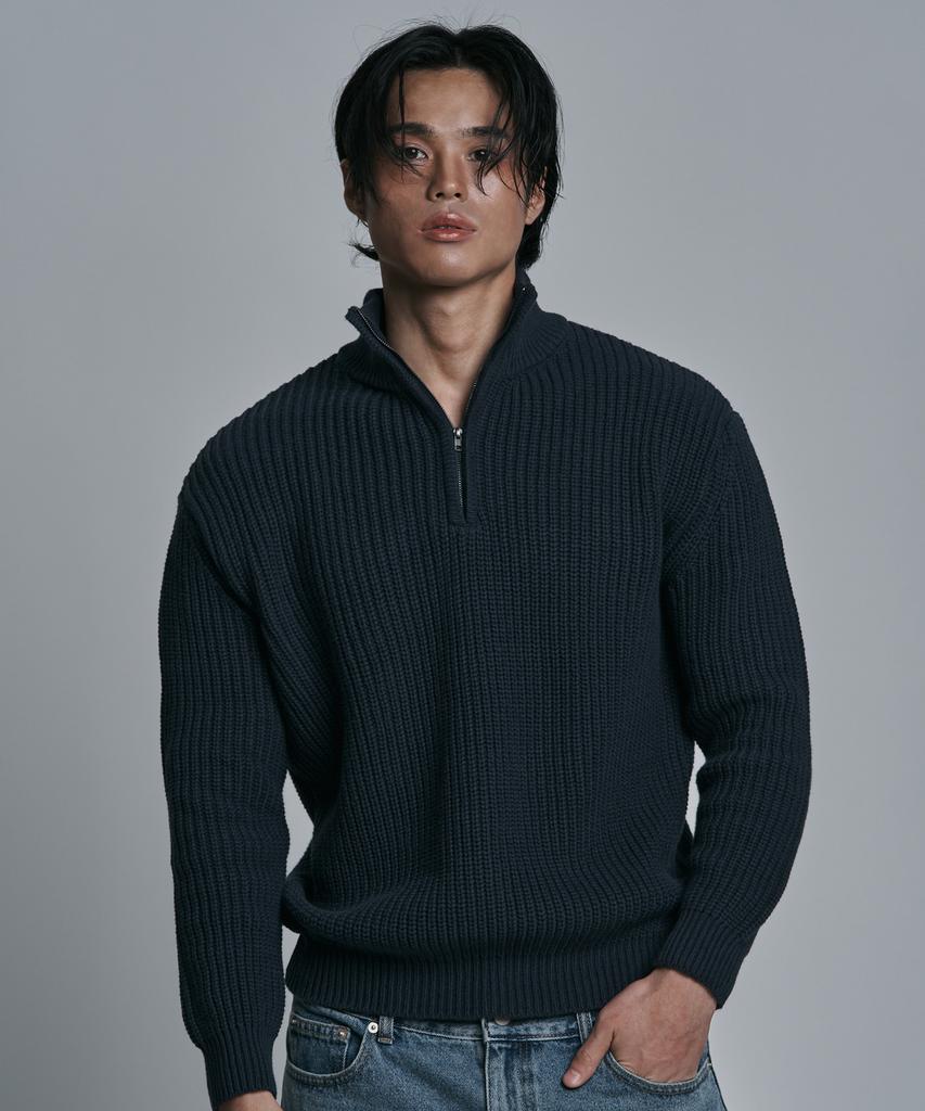 JELEVE Classic Muscle Fit Half-Zip Knit