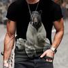 Men's Summer Casual T-shirt, Trendy Black Bear 3D Graphic Print Short Sleeve Tees, Classic Tops For Daily Life
