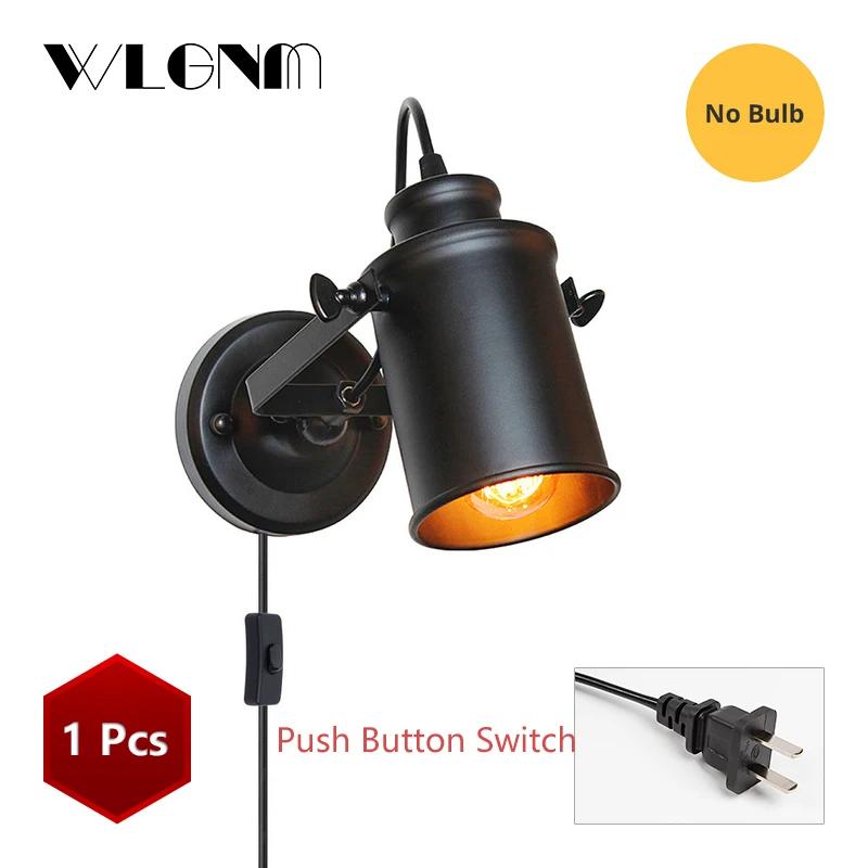 Ретро светодиодный настенный светильник промышленный утюг ЕС/США с вилкой для спальни гостиной ресторана бара лестницы светильники для освещения