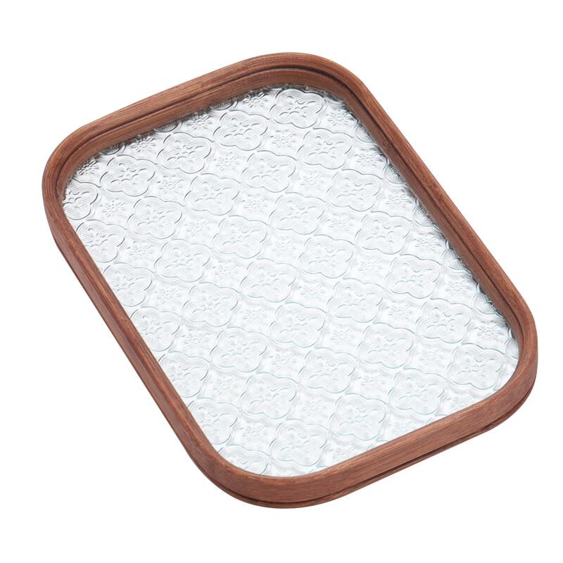 Begonia Flower Glass Rectangular Serving Tray