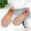 Fashion Ladies Sandals Sequin Flat Ladies Sandals Ladies Beach Jelly Shoes Women Shoes Sandalias De Mujer Clear Flat Sandals