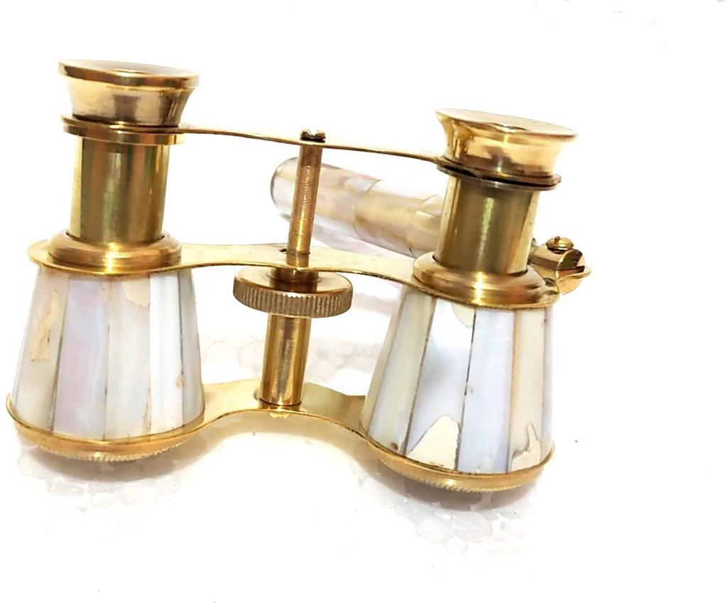 Старинный латунный бинокулярный телескоп с ручкой золотого и белого цвета, винтажный передвижной телескоп