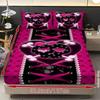 1pc Fitted Sheet Pink Purple Skull Heart 3D Print 100% Polyester Cover Breathable Bedding Set Home Decor without Pillowcases