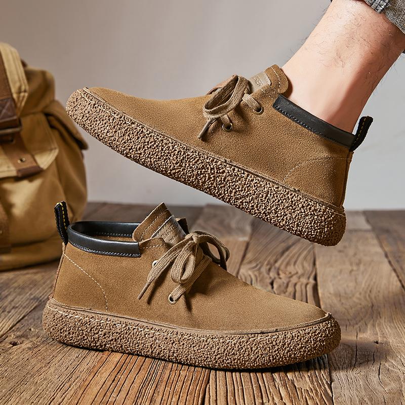 Мужские швейные туфли в стиле ретро, мягкие, ручной работы, повседневные, замшевые, нескользящие, классические, дышащие, удобные, без застежек, весна, лето, осень