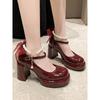 Mary Jane Women's Chunky Heels - Spring/Autumn 2025 Retro French Style Petite Leather Shoes