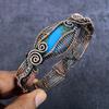 Arizona Turquoise Handmade Copper Wire Wrap Cuff Bangle Adjustable A1E37