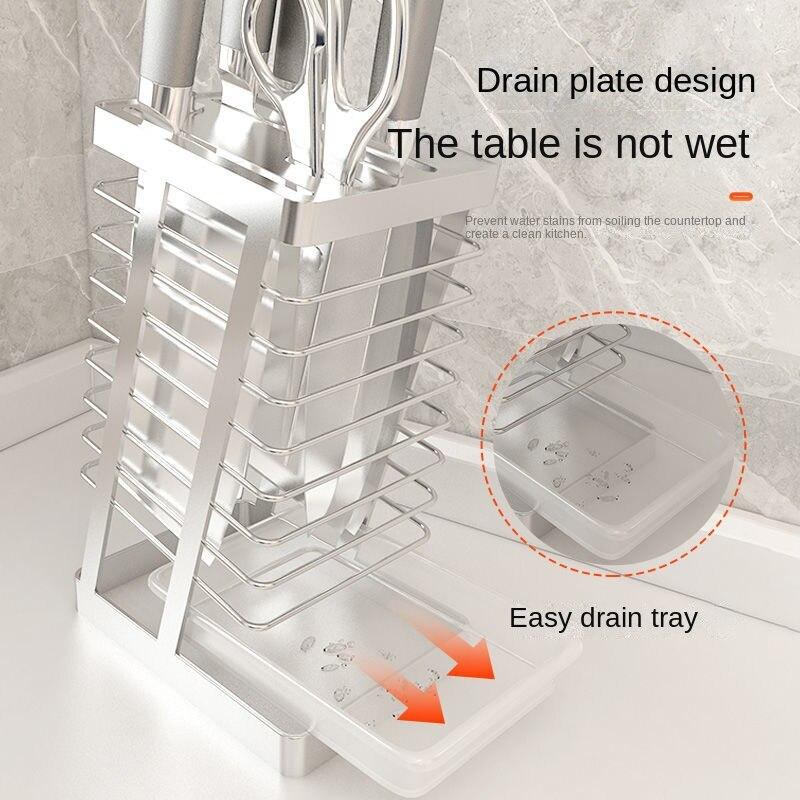Держатель блока для ножей, ящик для столовых приборов из нержавеющей стали, органайзер, лоток для ножей, полка для посуды, универсальная подставка для ножей, органайзер для хранения на кухне