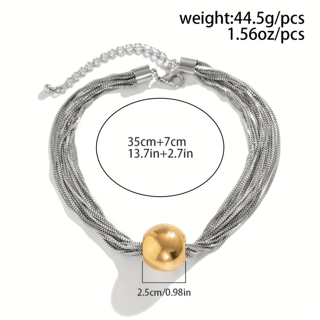 A Stylish Multi-layer Necklace With Exaggerated Fashion Round Beads Decoration, American Style Tassel Chain for Women