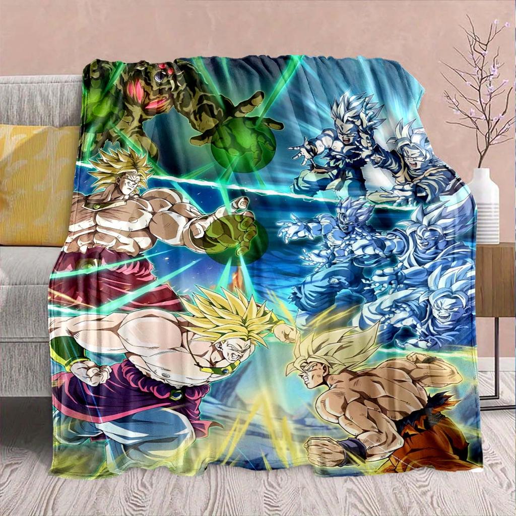 Фланелевое одеяло из аниме Dragon Ball - Мягкое, теплое, идеально подходит для дивана, постельного белья, кемпинга, путешествий, офиса, домашнего декора -QJY
