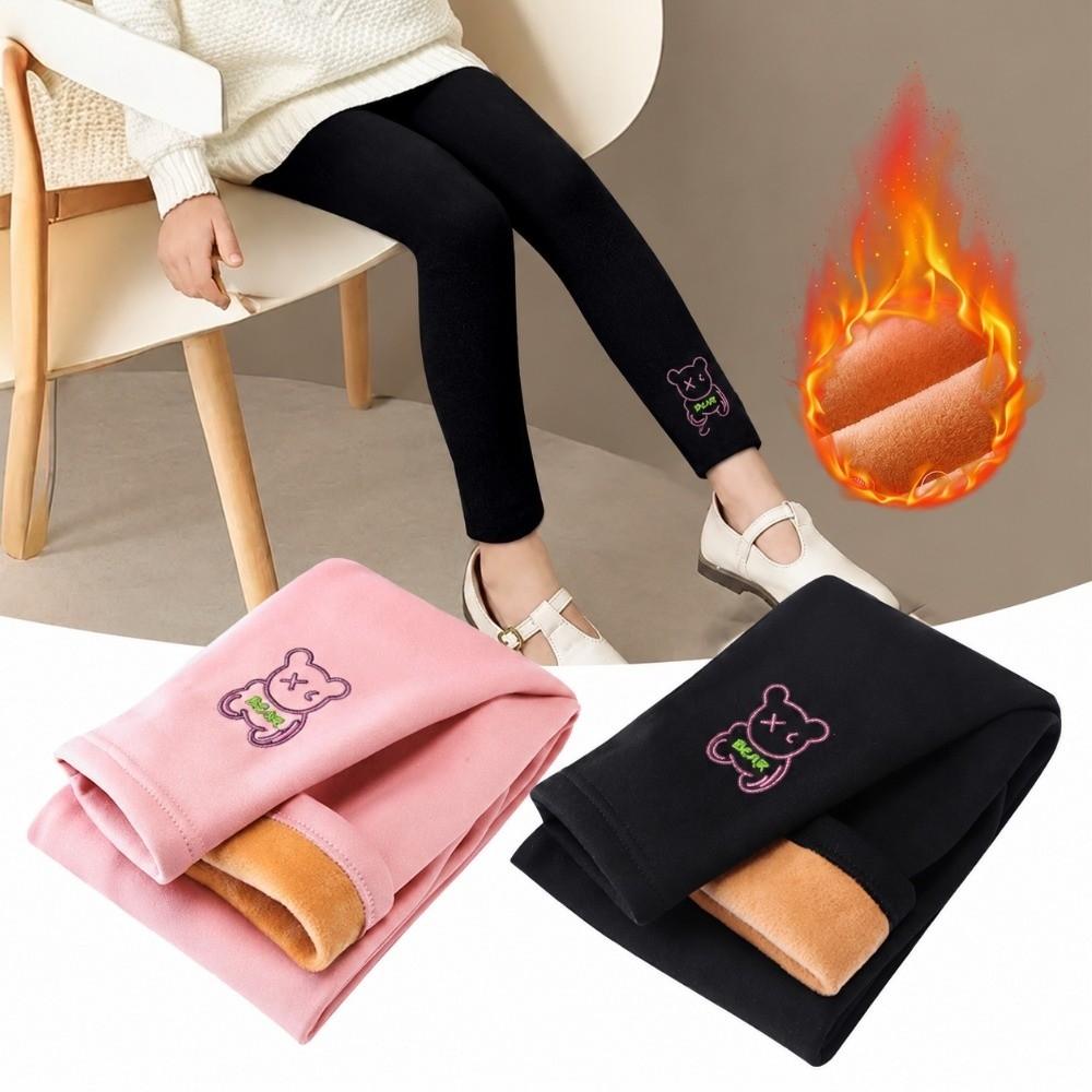 Fleece Girls Thermal Leggings Elastic Girls Lined Leggings Cute Warm Trousers Pants Girls Gift