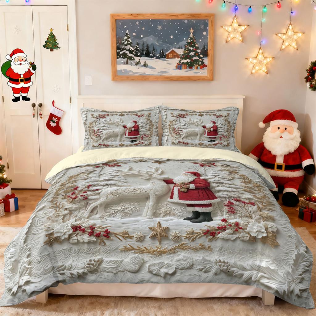 Рождественский Снеговик Трехпредметный Пододеяльник Индивидуальная Цифровая Печать Комплект Постельного Белья Дистрибуция
