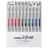 Pentel Gel Ink Ballpoint EnerGel Clear 10 Colors Pen, Infree, 0.4mm, Barrel, BLN74TL-10,