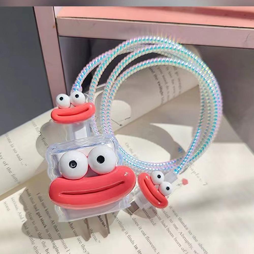Applicable To Apple Data Cable Protective Cover Charger 18-20W Anti-breakage Winder Cute Flower Animal Advanced INS Style