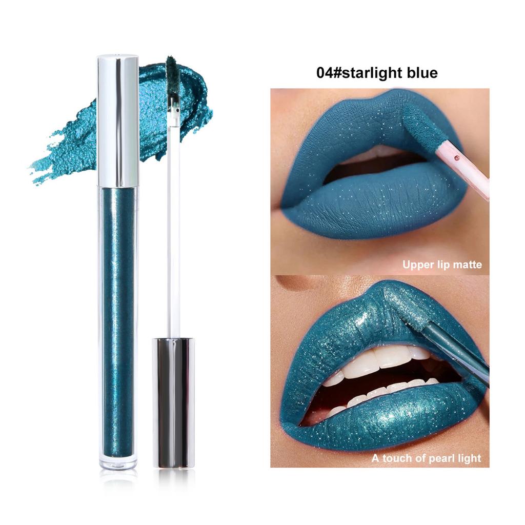 1Pc Long Lasting Waterproof Liquid Lipstick High Pigment Glitter Lip Gloss Non Stick Cup Smudge Proof Intense Color Lip Makeup for Women Girls