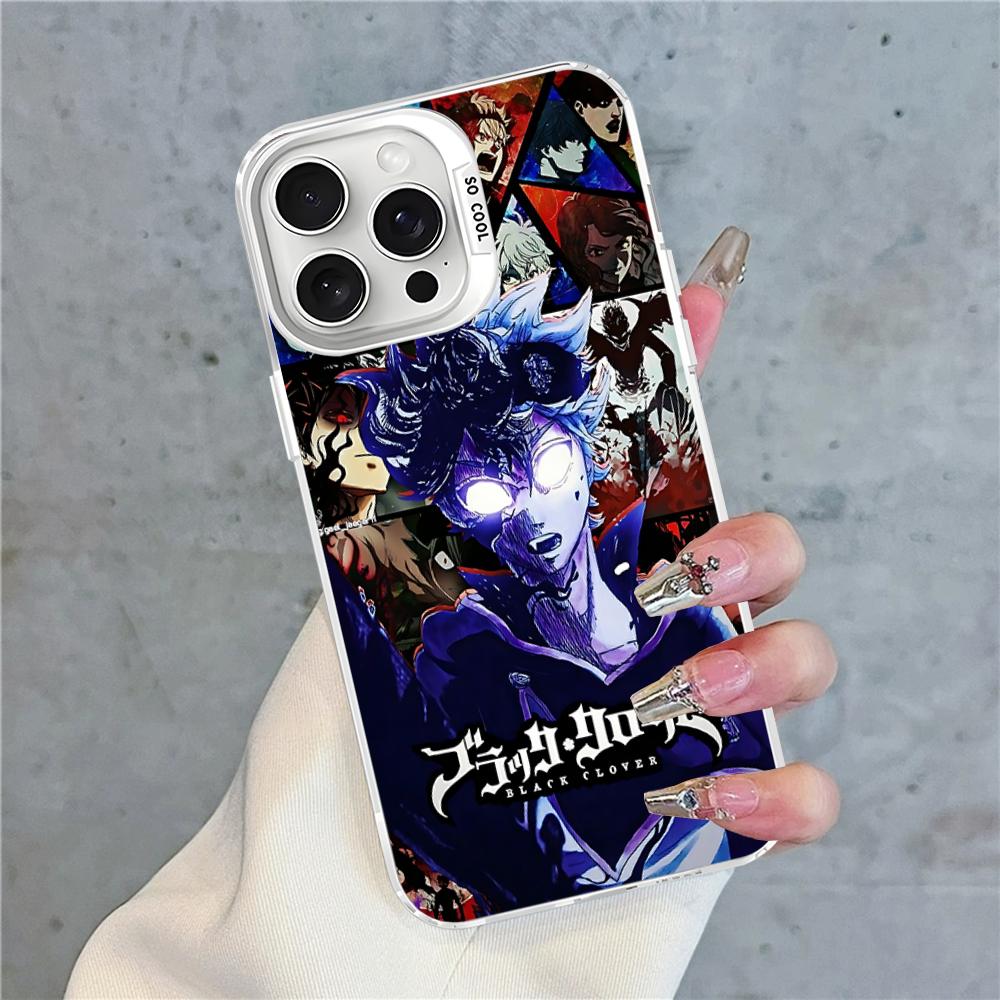 Чехол для телефона Черный клевер Для IPhone 16 15 14 13 12 11 Pro Max X XR XSMAX 8 7 Plus Матовый противоударный задний чехол