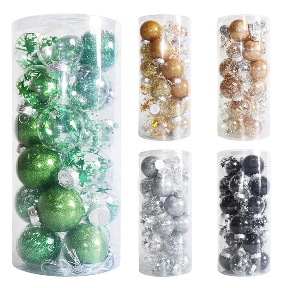 24 шт. Рождественские шары, украшения, безделушки, подвесные украшения для рождественской елки, вечеринка, дом, свадьба, праздничный декор, принадлежности 6 см