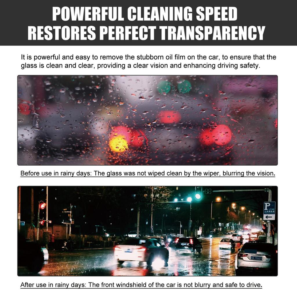 RAYHONG Windshield Cleaner 150ml,Powerful Stain Removal & Anti-Rain/Fog Formula, Free Sponge Included for Worry-Free Driving