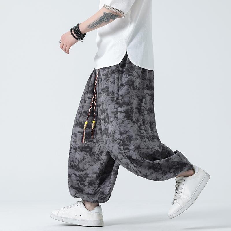 Spring Vintage Harajuku Loose Wide Leg Harem Pants Men Oversized Hip Hop Streetwear Trousers