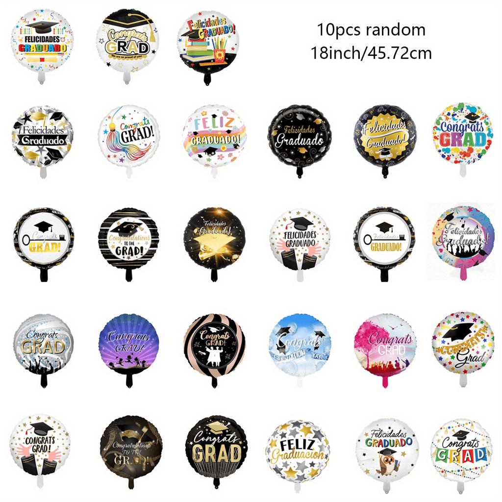 10 случайных воздушных шаров для выпускного вечера и круглых шаров из алюминиевой фольги для дней рождения, выпускных церемоний и школьных годовщин