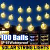 20/50/100Balls Garden Solar Lights 8 Modes Waterproof String Lights Outdoor Fairy Lights Globe Crystal Balls Decorative Lighting for Garden