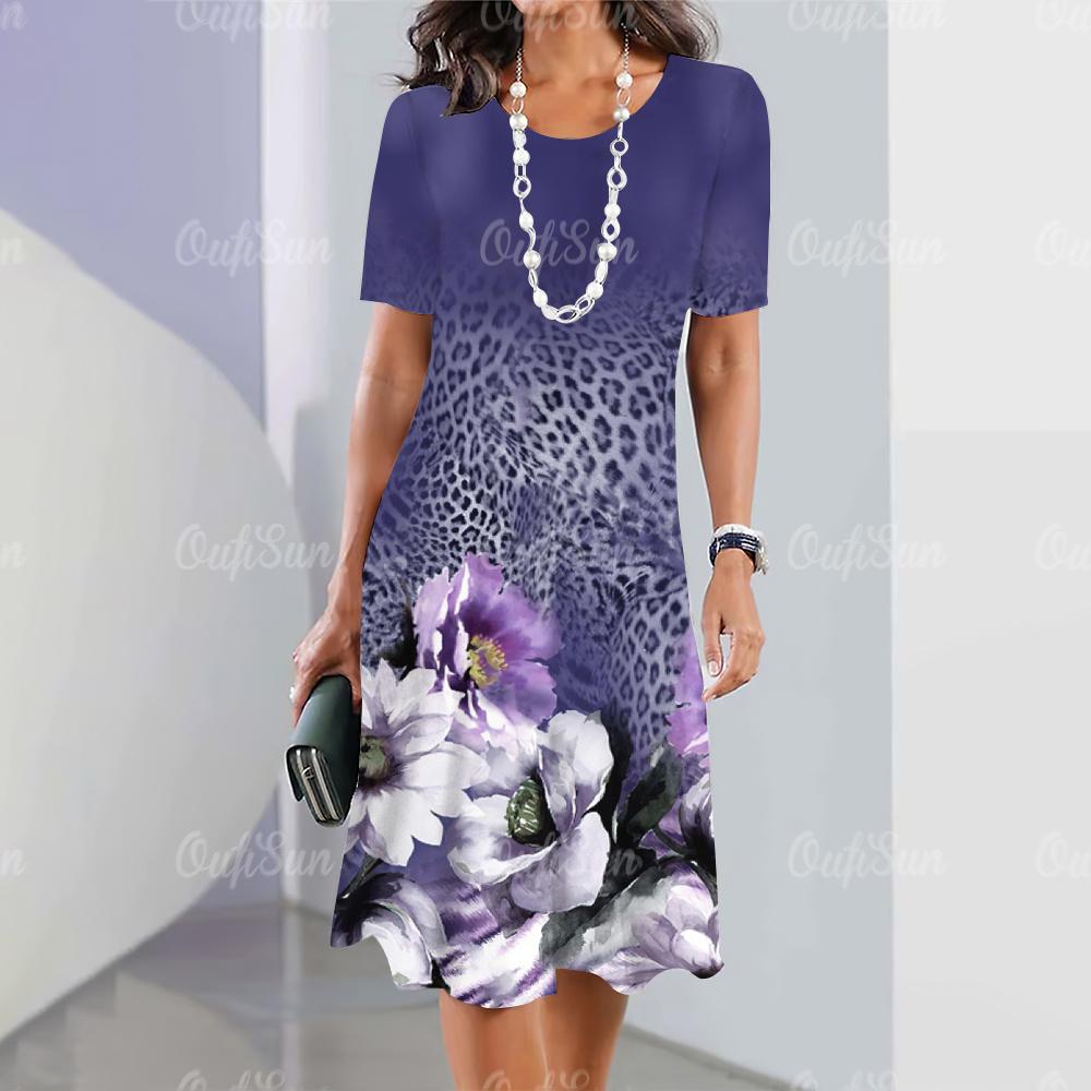 Новые женские платья в стиле бохо, элегантные повседневные платья с круглым вырезом и коротким рукавом, летние платья, модная женская одежда больших размеров, платья