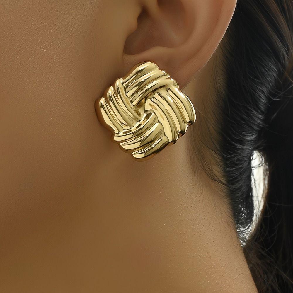 Винтажные серьги-гвоздики с волнами, витые серьги из цинкового сплава, модные серьги-гвоздики на каждый день