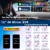 4K Автомобильный видеорегистратор 9.66/11.26” Беспроводной Carplay Android auto Видеорегистратор на приборную панель для камеры заднего вида Зеркало 1080P Видеорегистратор Wifi GPS