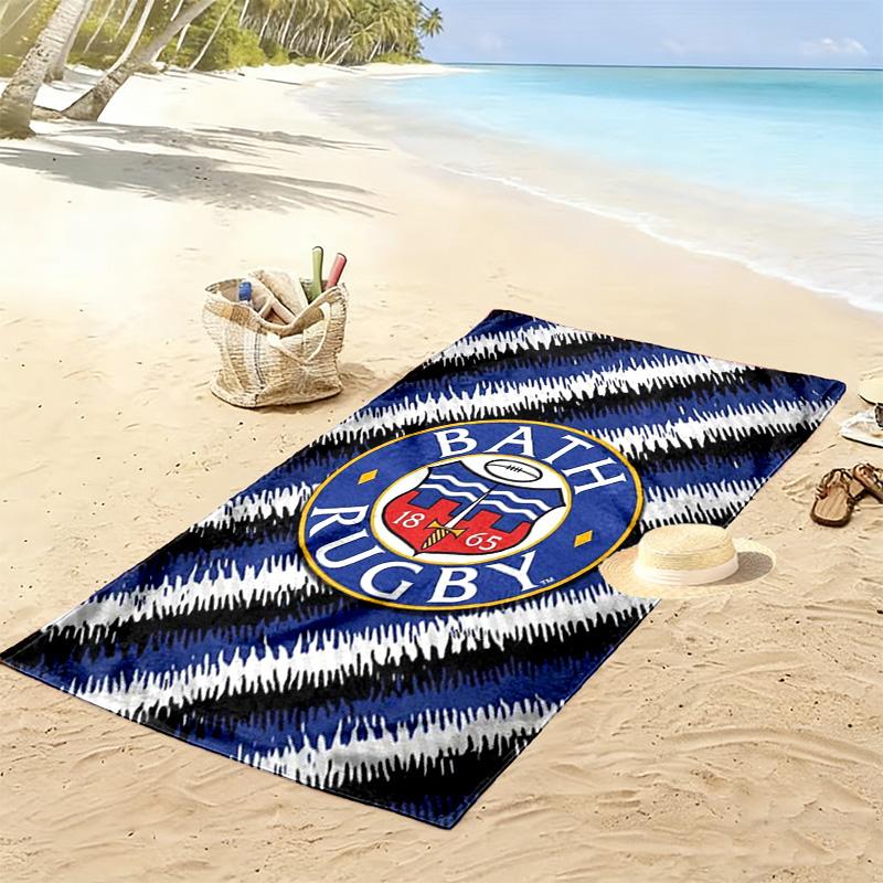 Bath Rugby Print Beach Towel, Large Soft Quick Dry Towel for Beach Camping Swimming