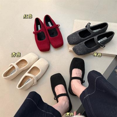 Ретро Мэри Джейн одинарная обувь плюшевая обувь женская обувь Doudou увеличится в высоту в течение 2025 года, осень и зима новая серая верхняя одежда