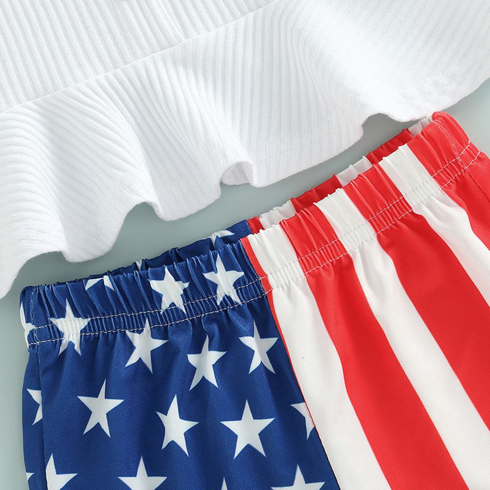 Белый жилет для маленьких девочек, топ и брюки-клеш с принтом в виде звезд, комплект из 2 предметов, одежда для детей 1–5 лет