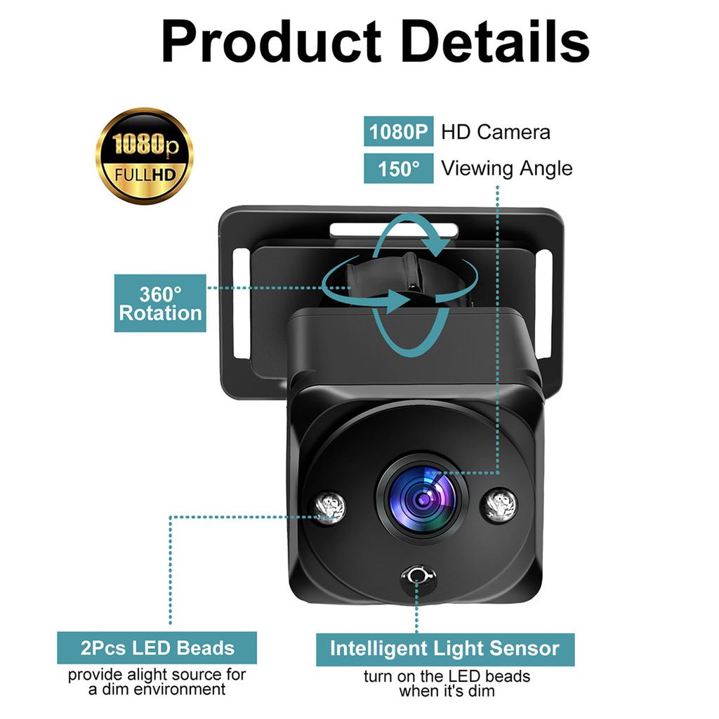 1080P Baby Car Camera, 4.3 Baby Monitor with Night Vision Function and 150 Degrees Wide View, 360 Degrees Rotation