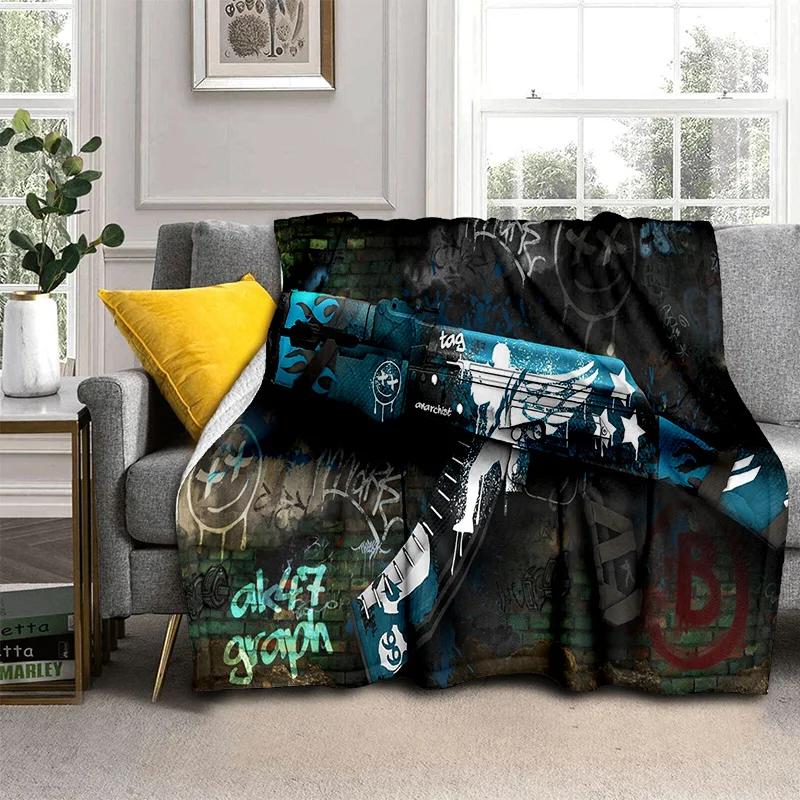 3D пистолет-нож USP, AK, M4, AWP, одеяло с патроном для винтовки, мягкое одеяло для дома, спальни, кровати, дивана, покрывало для пикника, детское одеяло