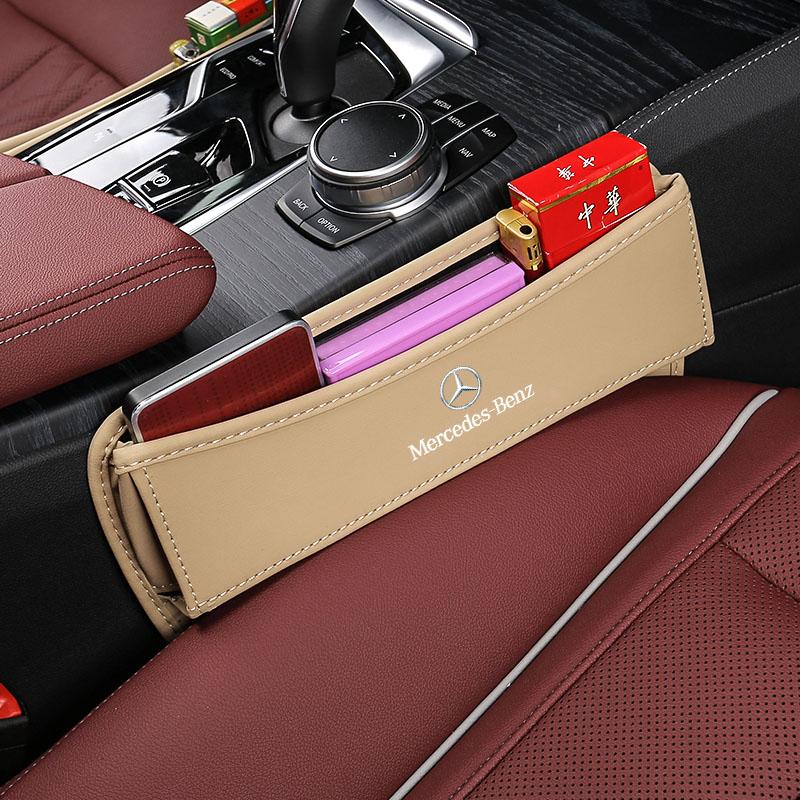 FLT2 2025 Hot 1Pcs Leather Car Seat Storage Bag Gap Organizer Box For Mercedes Benz AMG W204 W205 W203 W211 W212 W213 W201 W210 W124