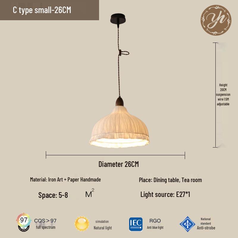 Japanese Wabi-Sabi Paper Art Pendant Light for Tea Room, Zen Homestay, Cafe, Bar Counter, and Entrance Decor.