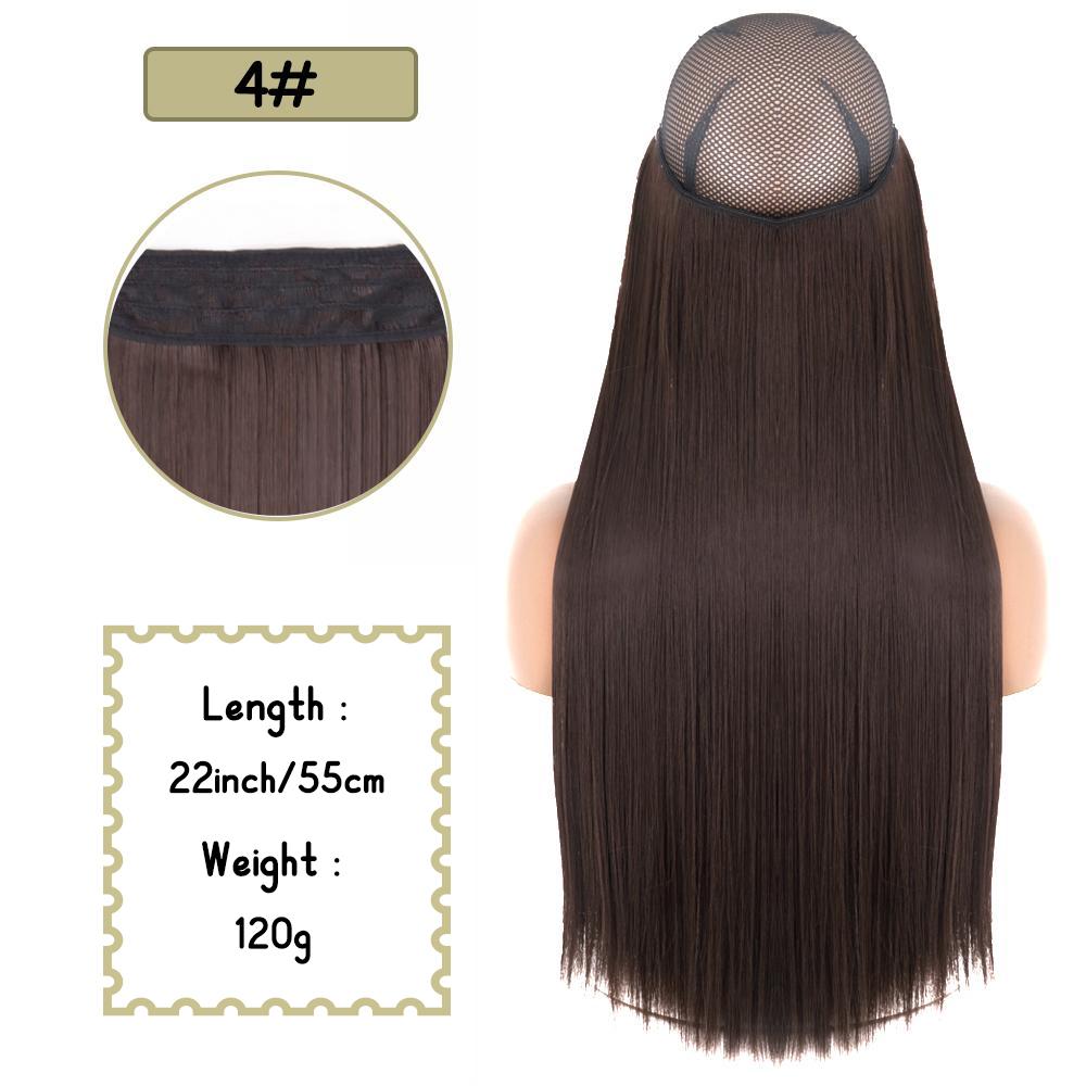 Синтетические длинные прямые невидимые накладные пряди для волос с секретной прозрачной леской для волос для женщин без зажима для волос