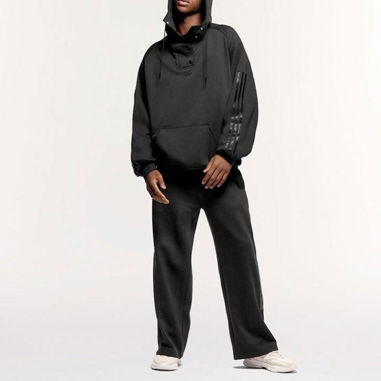 adidas Коллаборация Originals X Ivy Park, осень-зима 23, однотонные три полоски, трикотажные спортивные брюки унисекс с пуговицами по бокам, черные IK9633