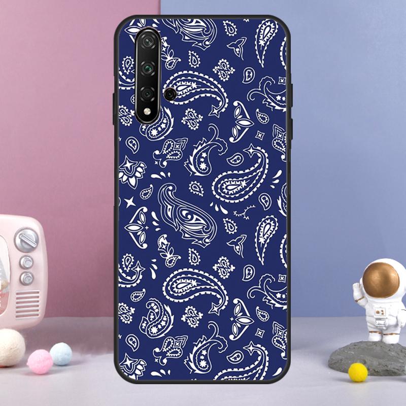 Синяя бандана для Huawei Nova Y60 Y61 Y70 Y72 Y73 Y90 Y91 9 10 SE 7i 8i 11i 12i P30 P40 Lite P60 Pro Чехол