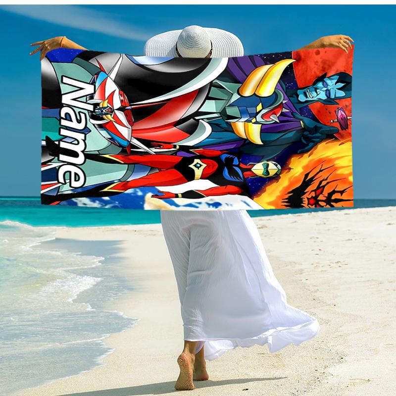 Personalized customized proof beach towel with UFO Robo Grendizer pattern - soft, absorbent,quick-drying,perfect swimming,camping&bathing