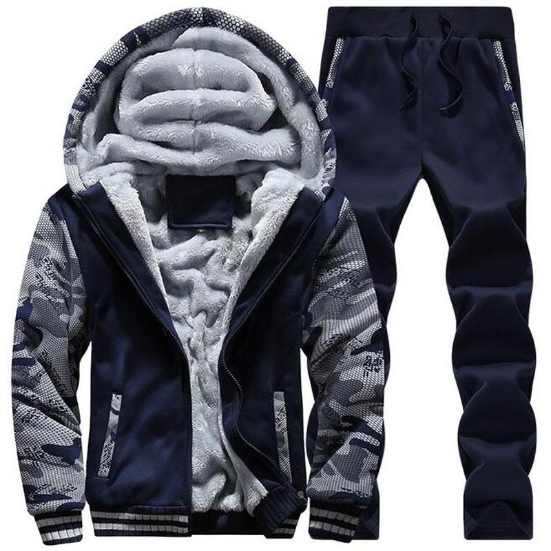 Мужские свитера плюс бархатные утепленные костюмы с капюшоном