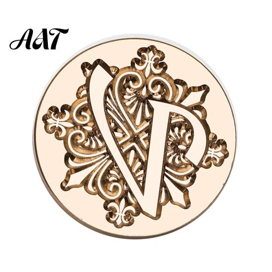 Wax Seal Stamp Head Iris A-Z Initial Alphabet Head, Brass Engraved Stationery Sealing for Wedding Invitations Envelopes Journal Gift Packaging