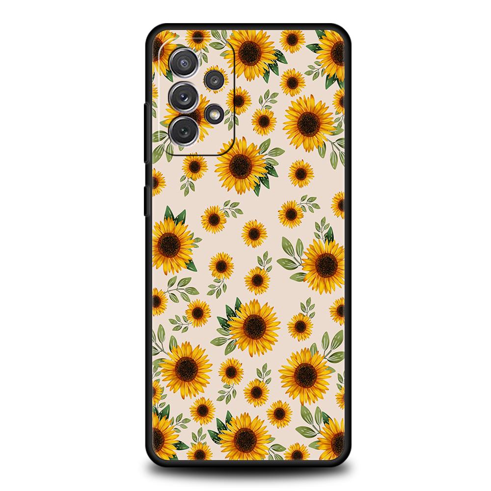 Чехол для телефона Samsung Galaxy A55 A53 A52 A52S A51 A41 A35 A32 A25 A23 A15 A13 A71 A72 5G Мягкий ТПУ Корпус Узор Подсолнух Capas