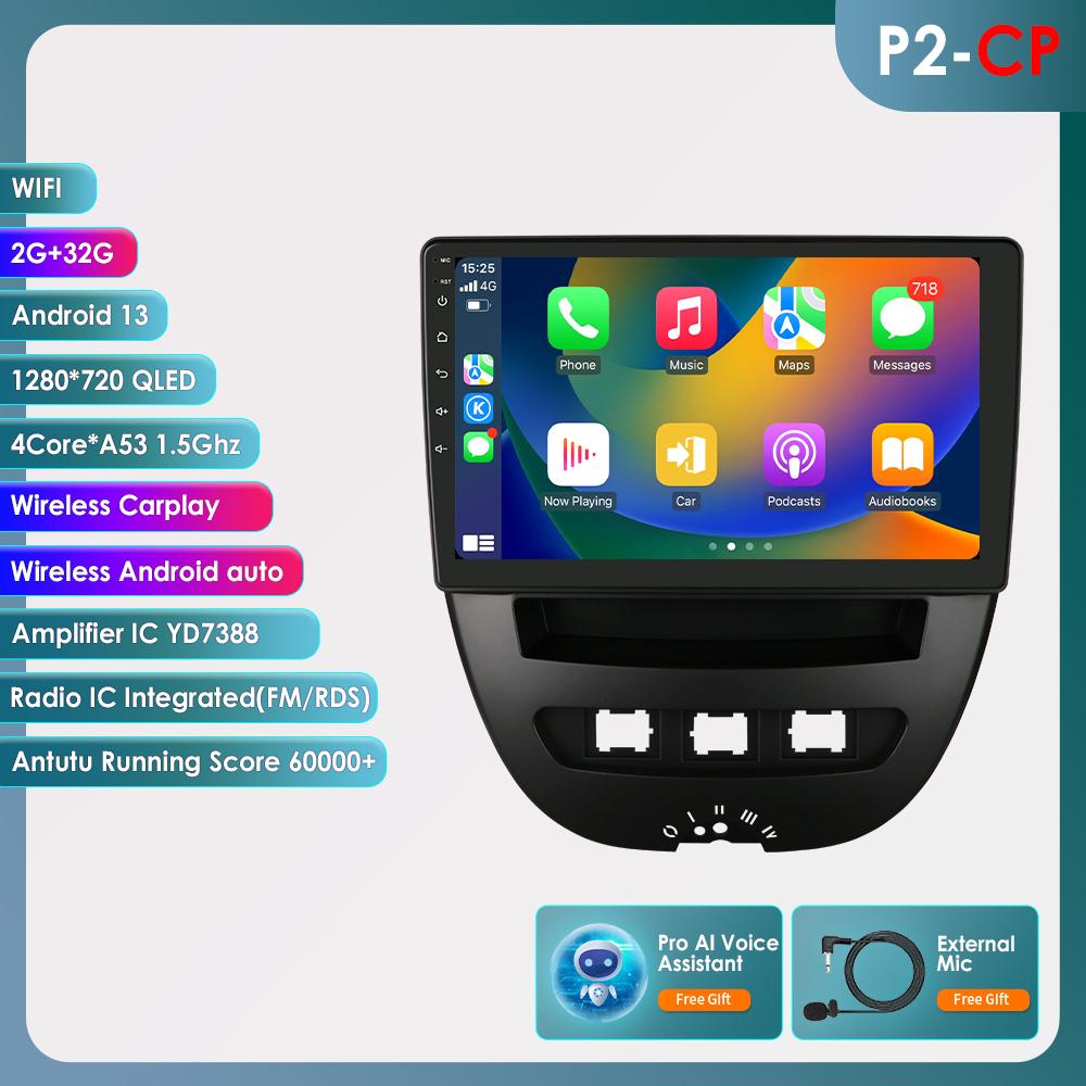 Hizpo 2din Android авторадио для Peugeot 2005 Toyota Aygo 2014 Citroen C1 автомобильный радиоприемник мультимедийный видеоплеер GPS навигация CarplayRDS FM Auto 4G BT DVR Cam