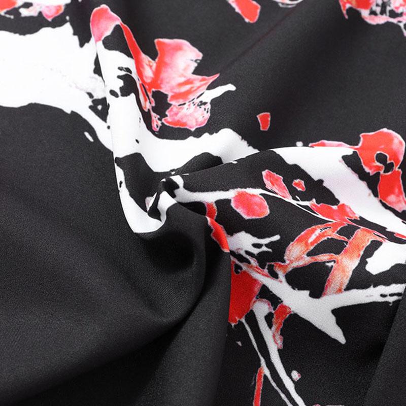 Fashion Men Plum Blossom Print Lapel Shirts Casual Summer Short Sleeve Tee Tops