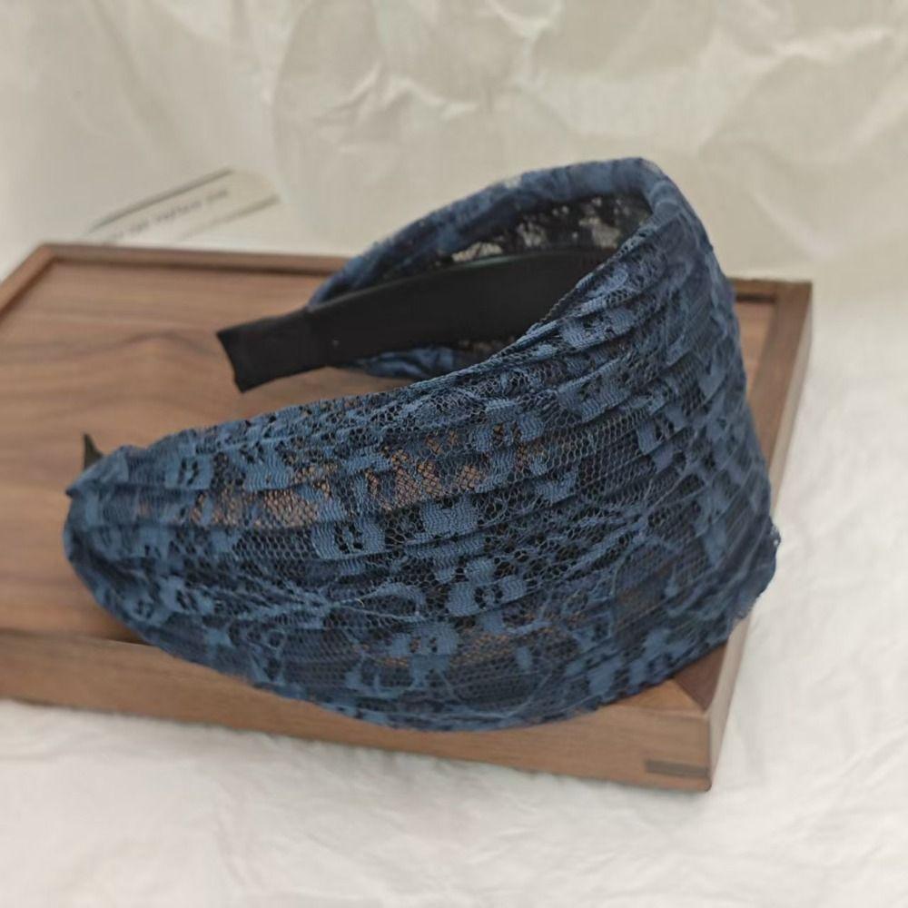 Полый широкий ободок для волос сбоку, эластичные женские кружевные повязки для волос, кружевная сетчатая повязка для волос для умывания