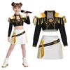 Kids Girls Demon Costume Stand Collar Coat T-shirt Shorts Set Children Printed Design Cosplay Performances Costumes