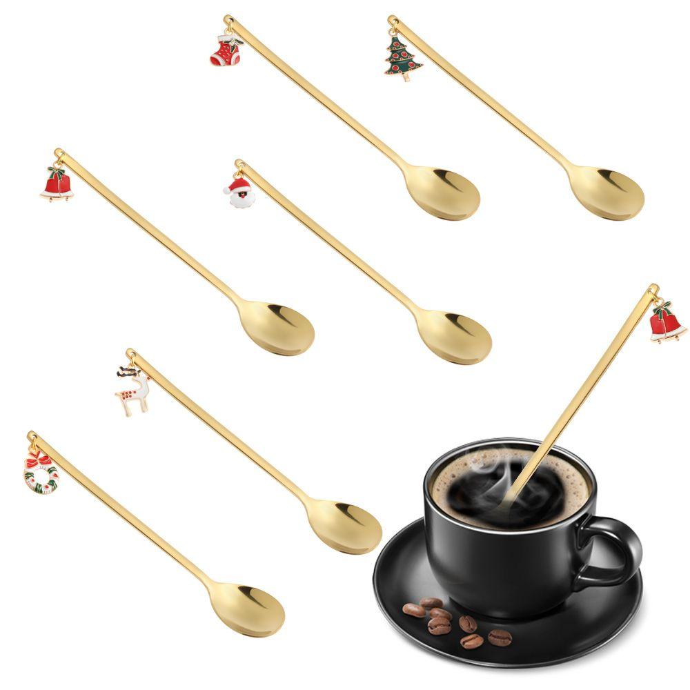 Home Decor Xmas Gifts Christmas Tableware Stainless Steel Table Ornament Coffee Spoon
