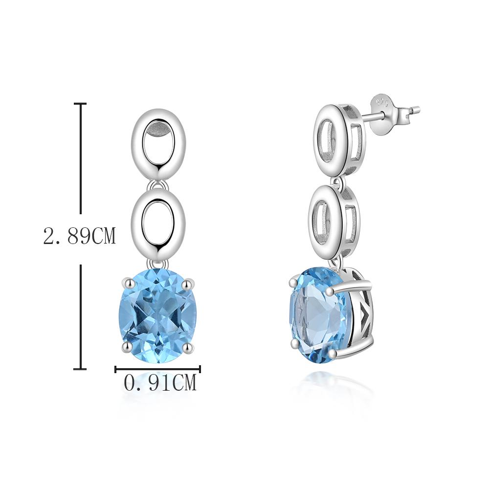 Beautiful Blue November Birthstone Natural Sky Blue Topaz Ring Earring Jewelry Set S925 Silver Jewelry for Ladies and Girls