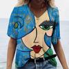 Women's T-shirt Abstract Art Face Print Girls Clothing 3D Oversized Classic Short Sleeve Tops Female Fashion Casual Streetwear